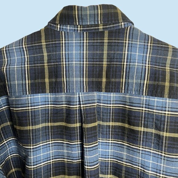 Cinch Shirt Mens Large Black Blue Button Down Check Plaid Embroidered Logo - Picture 3 of 7